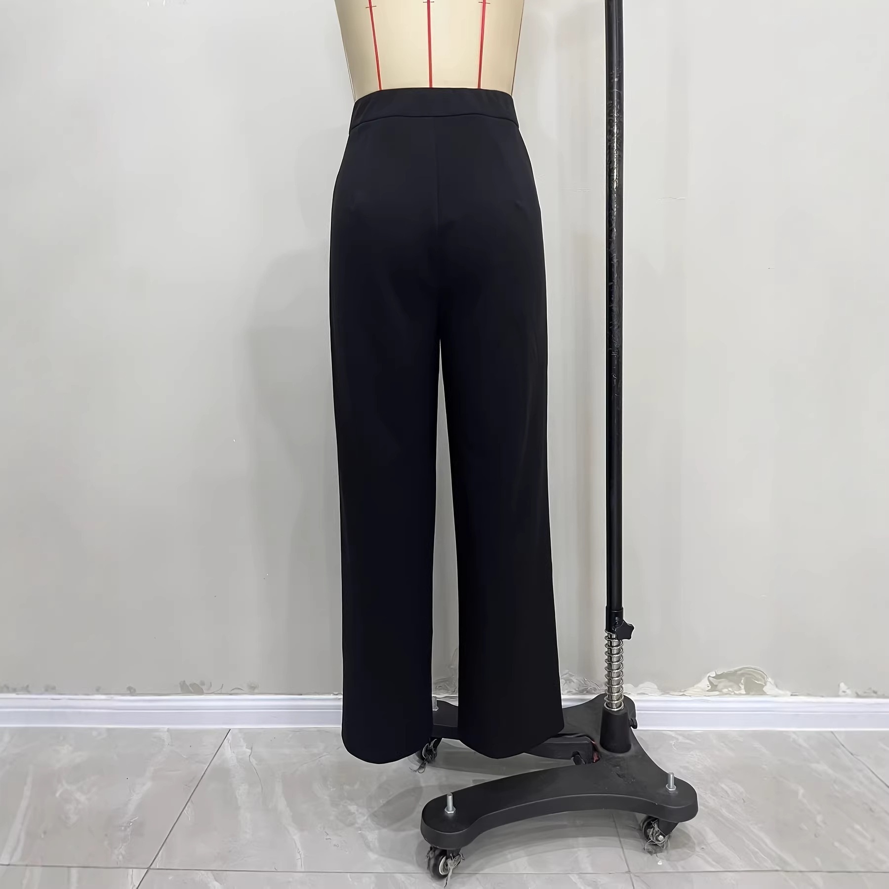 European American Cross-border Women's Trousers, Elegant And Versatile For Commuting, With An Irregular Waist Design,_voghion.com