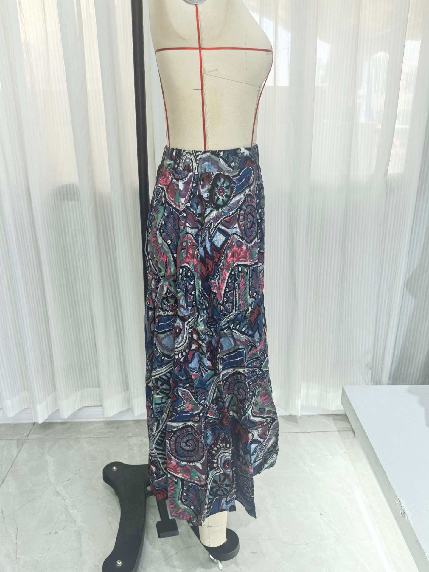 European And American Fashion Foreign Trade, Casual Spring-summer Stylish Women's Blue Floral Print Ruffled A-line_voghion.com