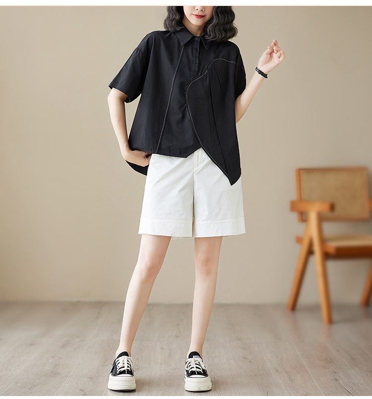 Loose-fitting Irregular Niche Blouse For Women Solid Colour Shirt_voghion.com