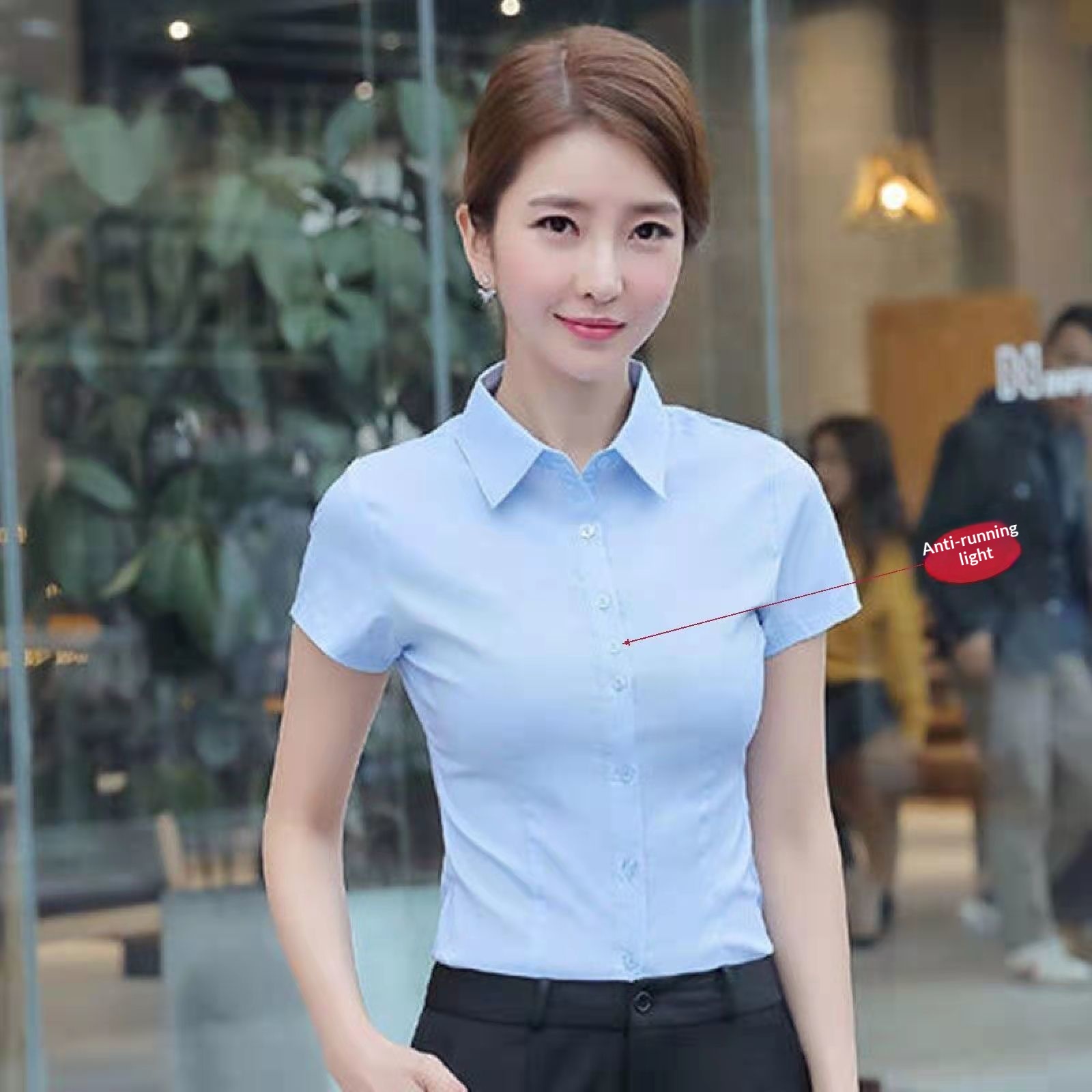 Solid Colour Women's Blouse Korean Style Slim Fit Work Shirt_voghion.com