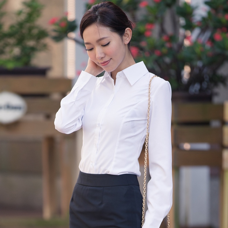 Camicia bianca in stile coreano primavera/autunno 2026, maniche lunghe, vestibilità slim, abbigliamento professionale per studenti, taglie forti_voghion.com