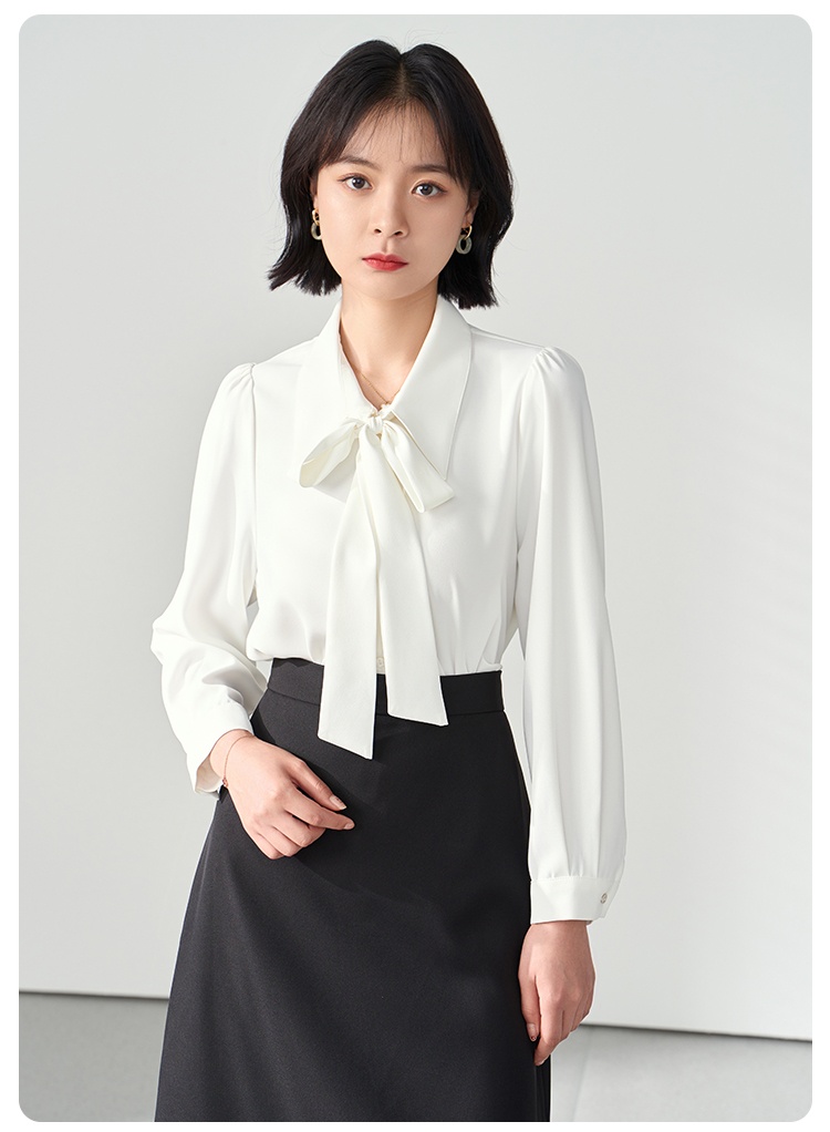 Camicia donna elegante in chiffon con fiocco per colloquio lavoro_voghion.com