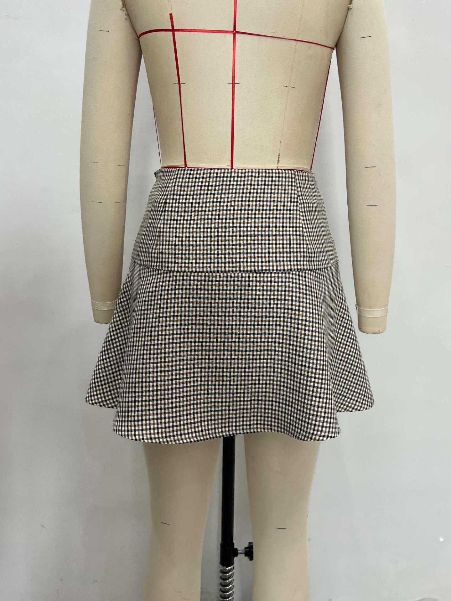 Women's High-waisted Plaid A-line Skirt Plus Size Fashion_voghion.com