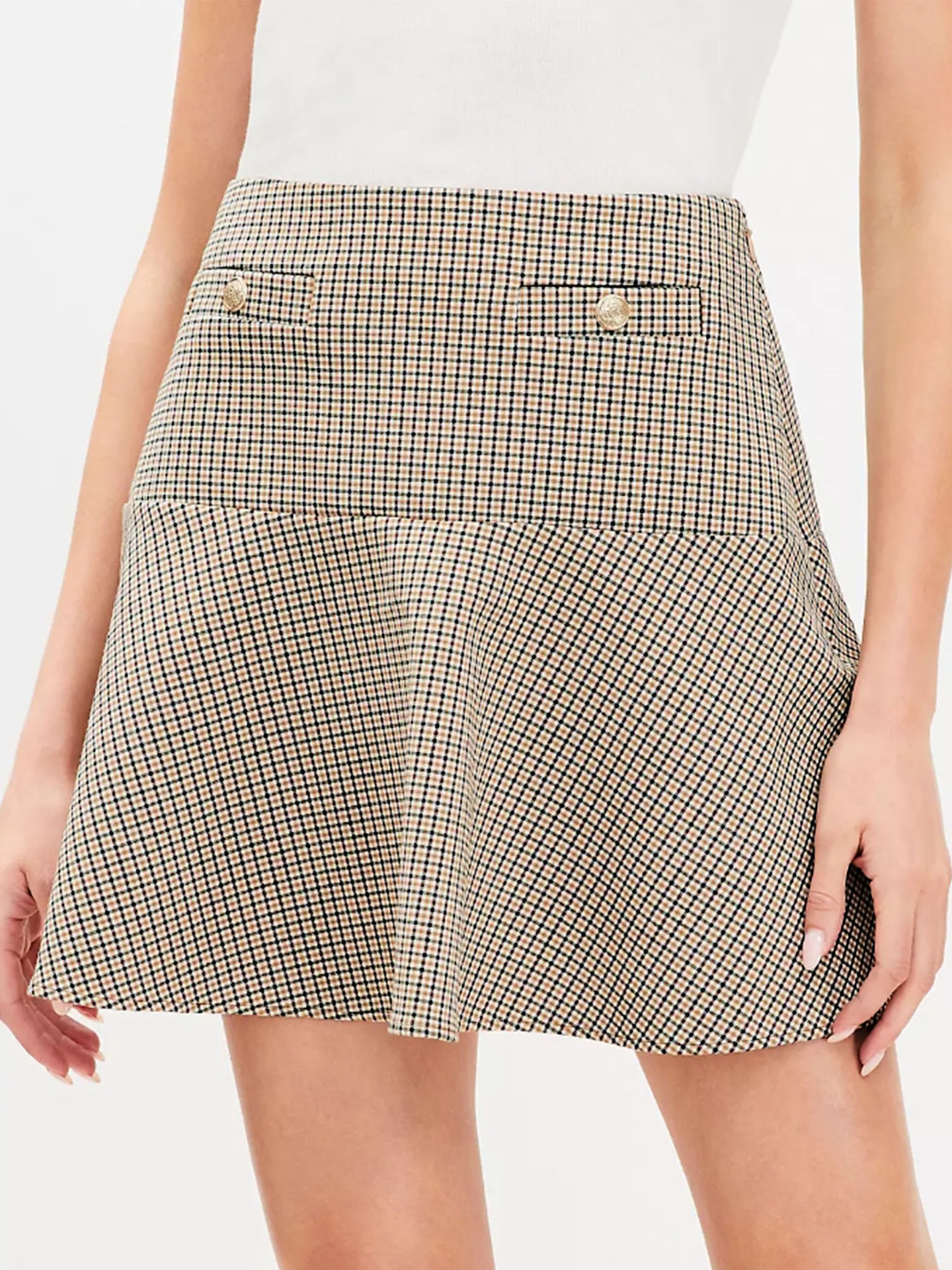 Women's High-waisted Plaid A-line Skirt Plus Size Fashion_voghion.com