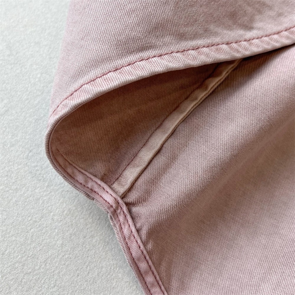 Giacca camicia in denim rosa da donna stile casual stratificato_voghion.com