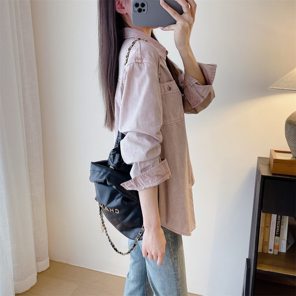 Giacca camicia in denim rosa da donna stile casual stratificato_voghion.com