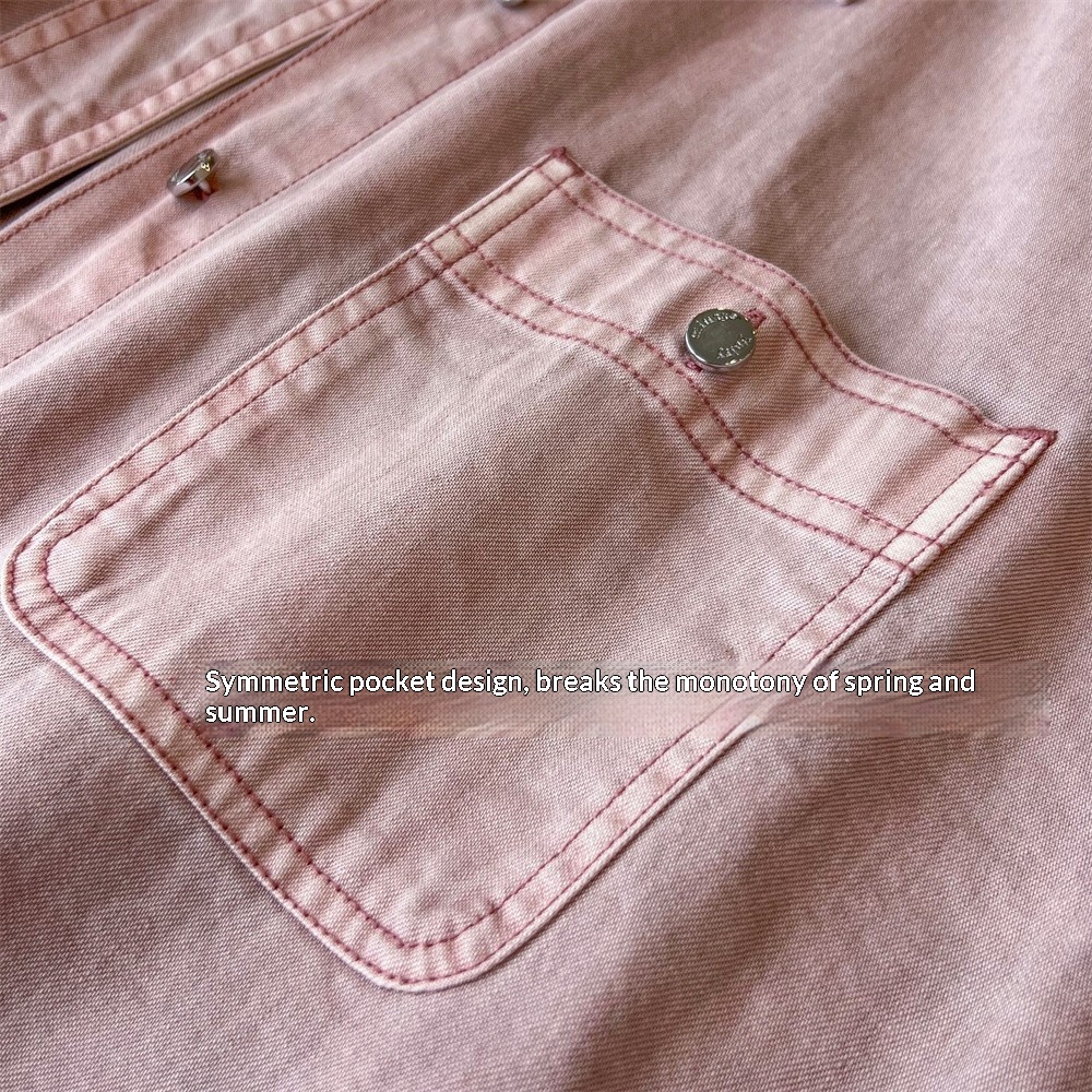 Jeans rosa da donna, nuova collezione primavera 2025, giacca-camicia casual a strati in stile coreano, modello ampio G020707_voghion.com