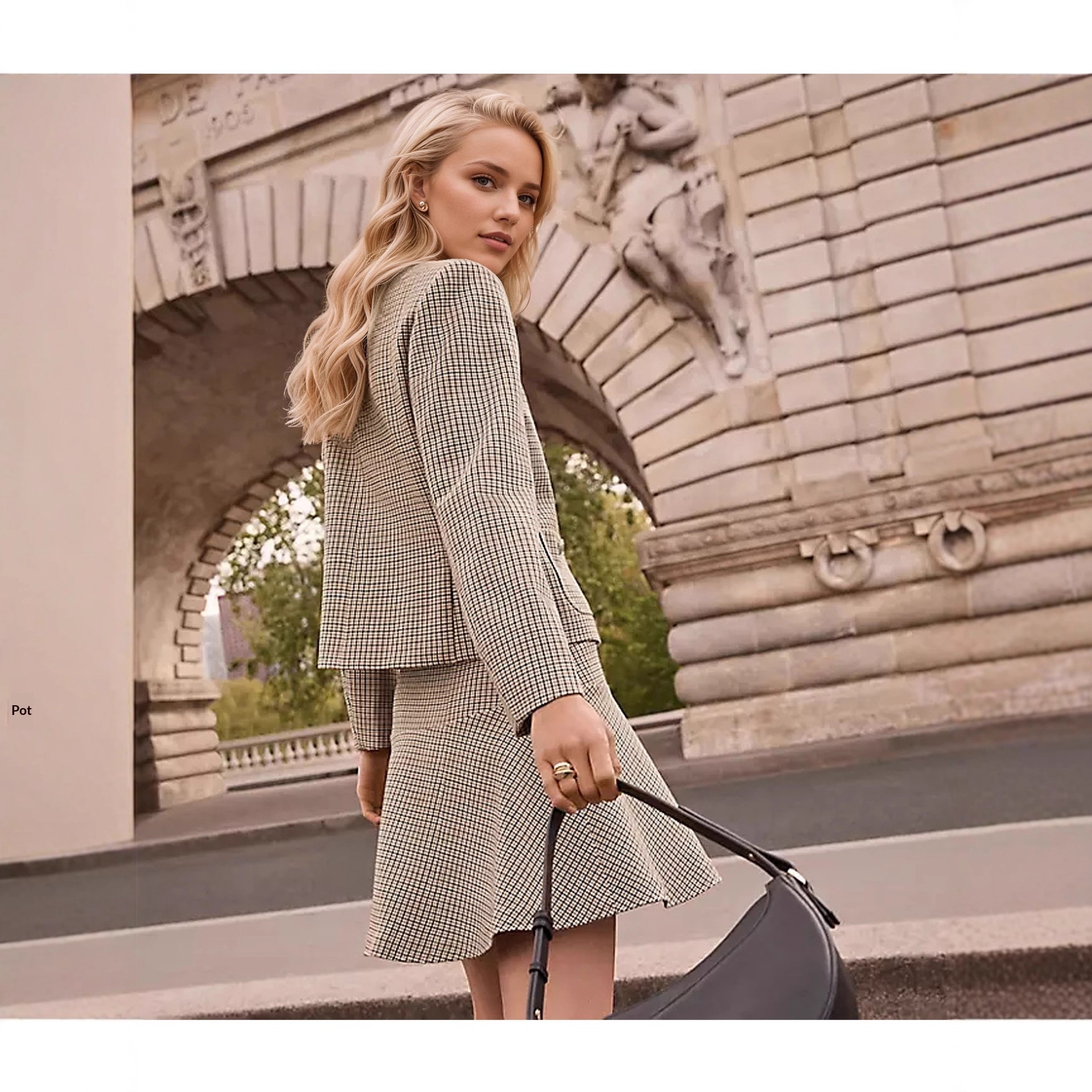 Foreign Trade 2025 European And American Cross-Border Spring New High-Waisted Patchwork A-Line Plaid Fashionable_voghion.com