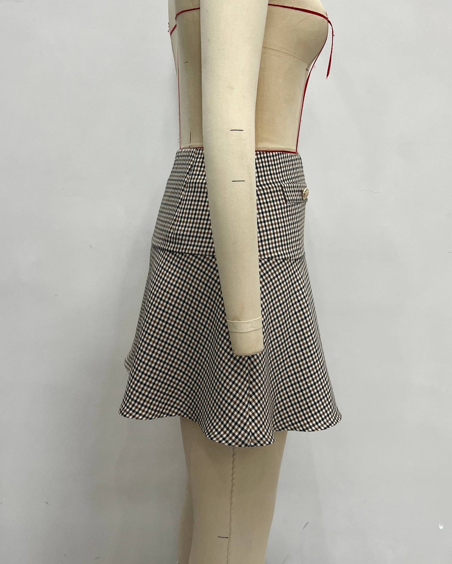 Women's High-waisted Plaid A-line Skirt Plus Size Fashion_voghion.com