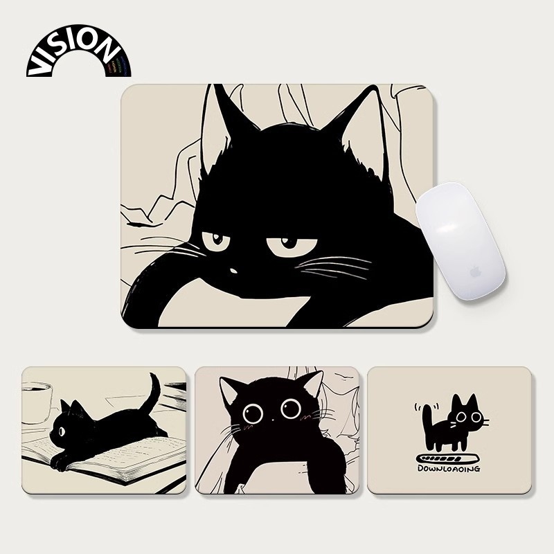 Cute Black Cat Small Mouse Women, Non-Slip Soft Pad For Office And Entertainment, Thickened Computer Desk Mat With Wrist_voghion.com