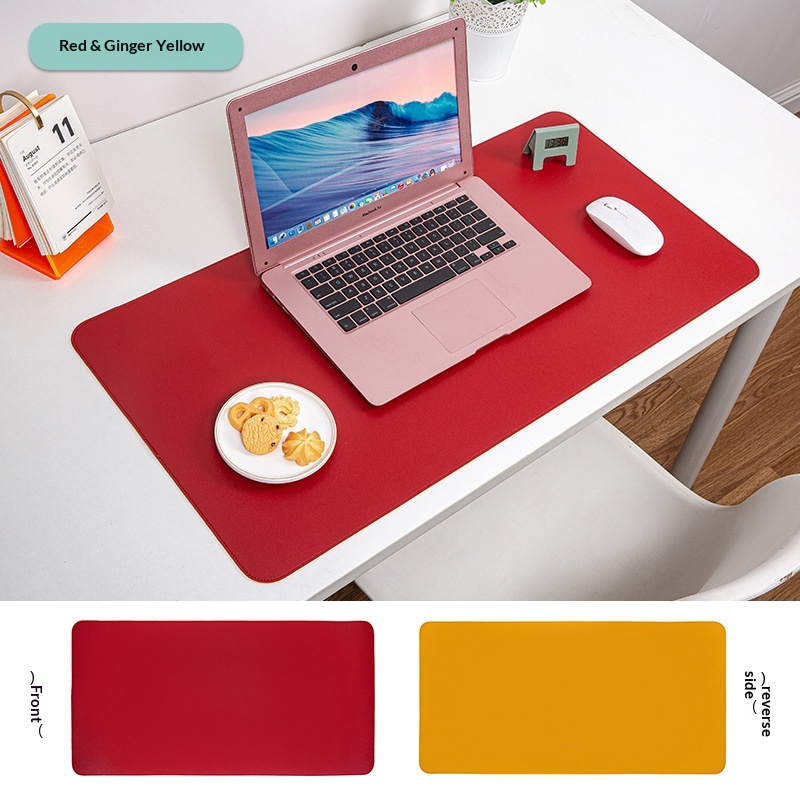 Mousepad de couro importado diretamente da fábrica, tamanho extra grande, resistente à sujeira, para computador de escritório, dupla face e à prova d'água._voghion.com