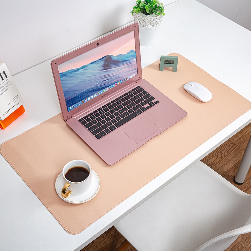 Mousepad de couro importado diretamente da fábrica, tamanho extra grande, resistente à sujeira, para computador de escritório, dupla face e à prova d'água._voghion.com