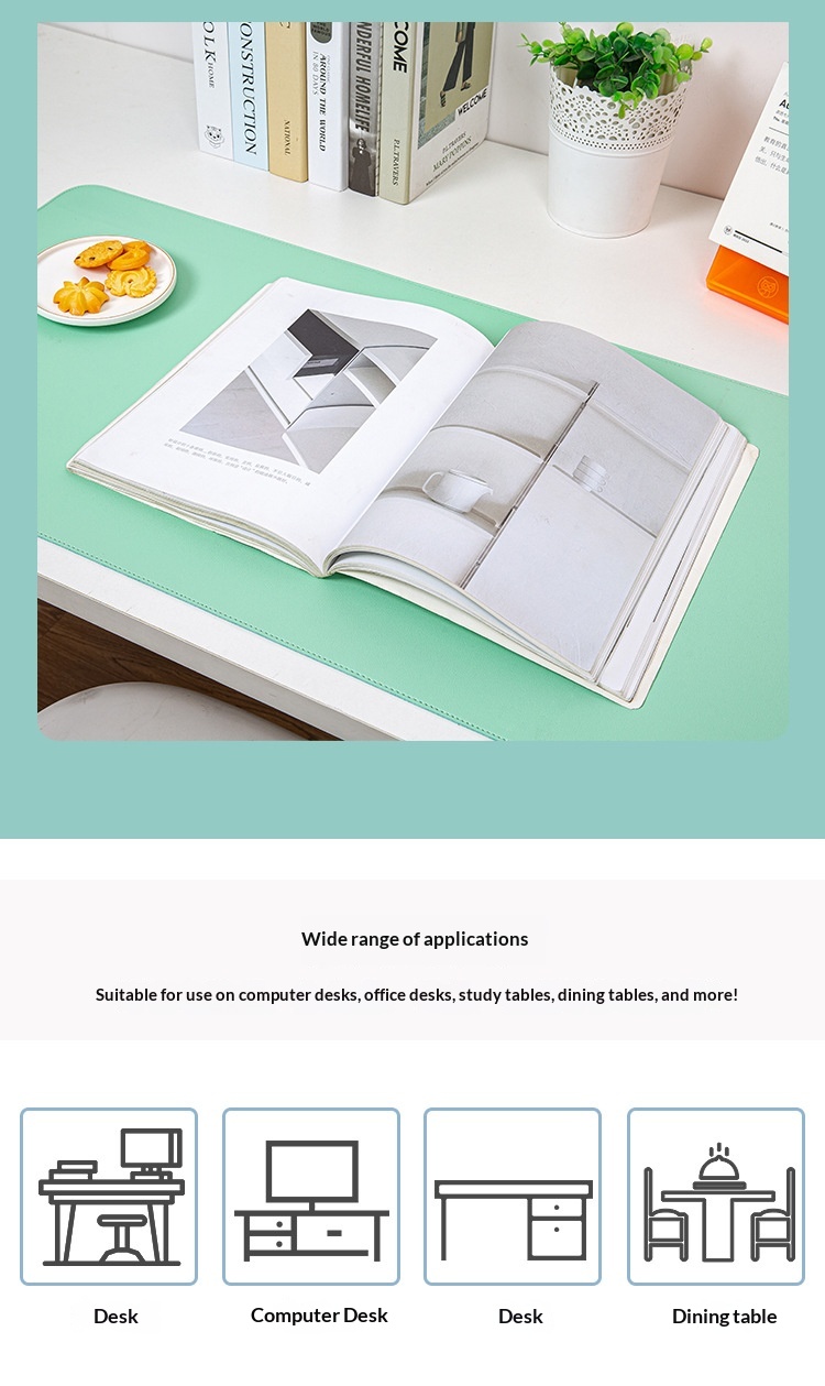 Tapis de souris en cuir double face, extra-large, résistant à la saleté et imperméable, vendu directement du fabricant._voghion.com