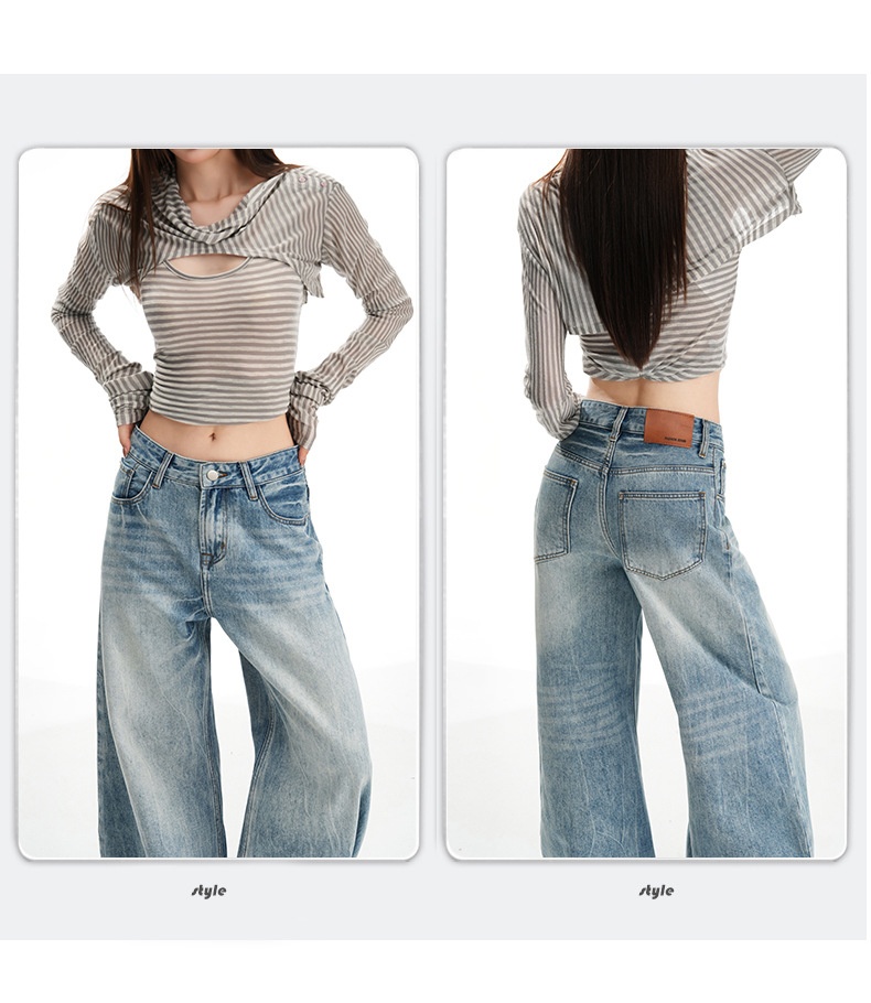 Damen Jeans In Hellblau Im Washed-look Für Große Frauen_voghion.com
