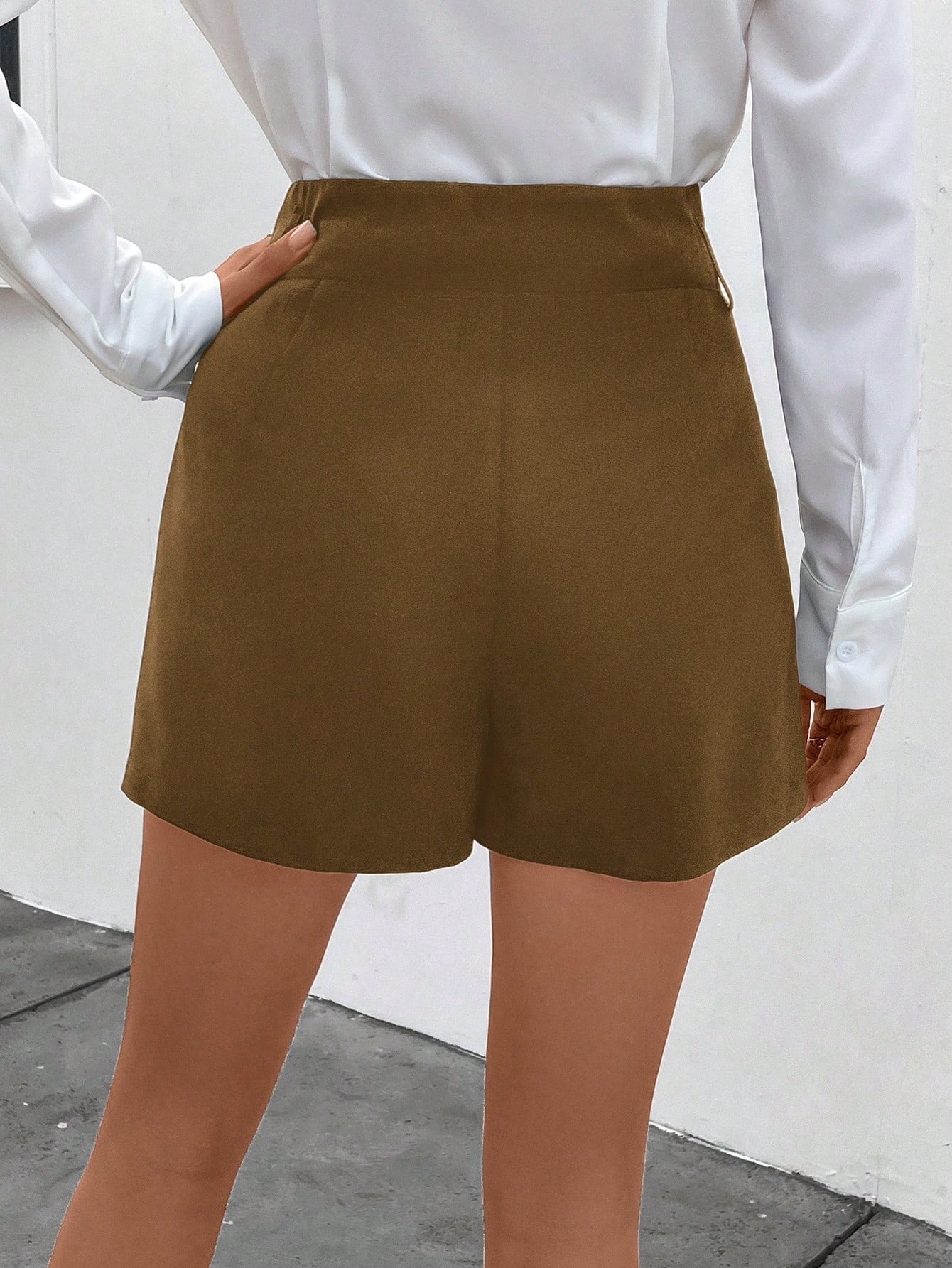 Elegant Women's Shorts For Professional Office Attire Solid Colour_voghion.com