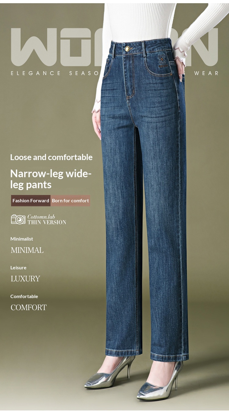 Dam mom jeans raka ben broderade vida och ledig passform_voghion.com