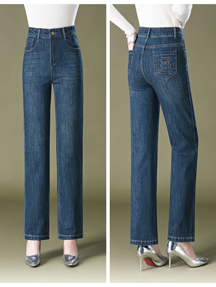 Dam mom jeans raka ben broderade vida och ledig passform_voghion.com