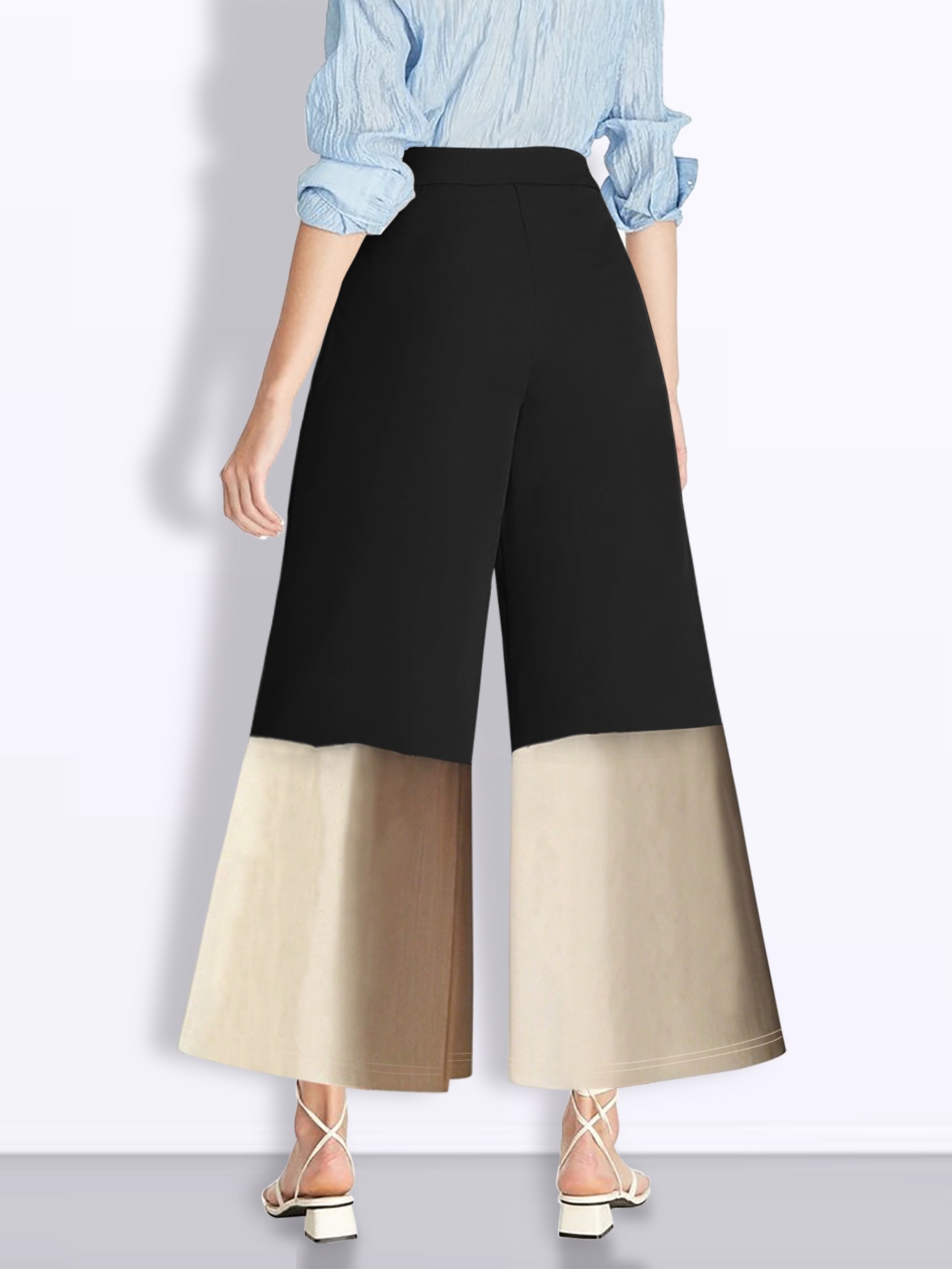 Women's High-waisted Loose Casual Patchwork Long Capris Pants_voghion.com