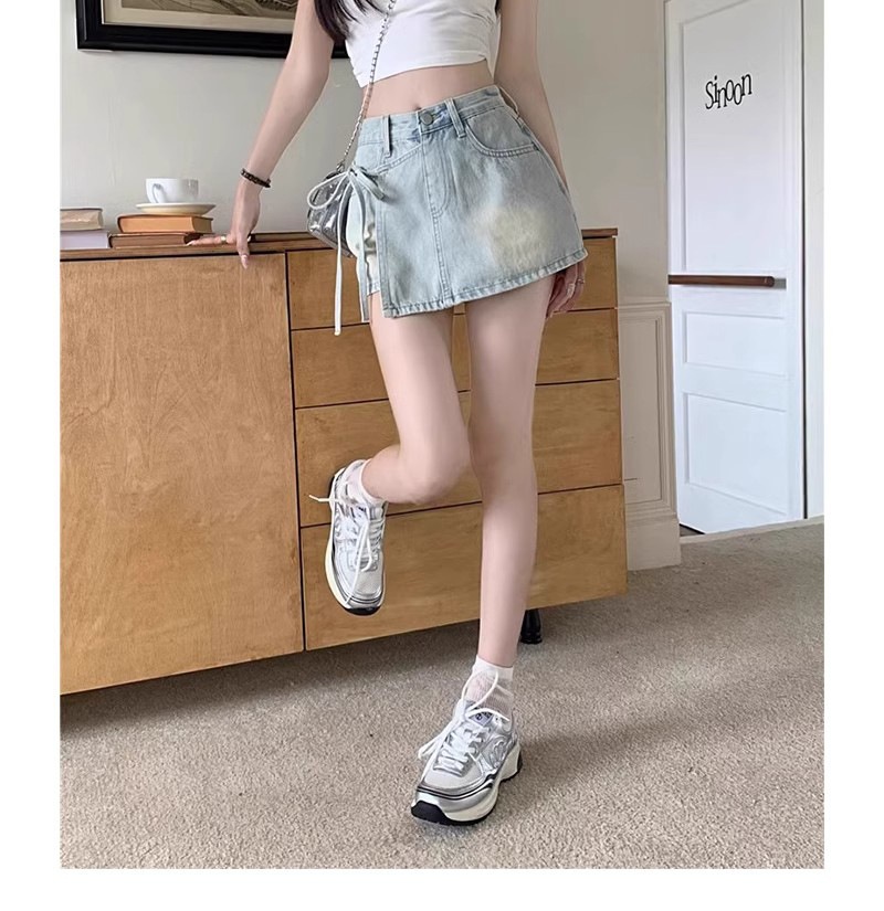 Dames denim shorts met hoge taille a-lijn rokstijl voor de zomer_voghion.com