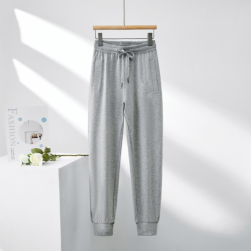 Witte joggingbroek met hoge taille, petite maat, casual zomerbroek voor dames, joggingbroek van puur katoen_voghion.com