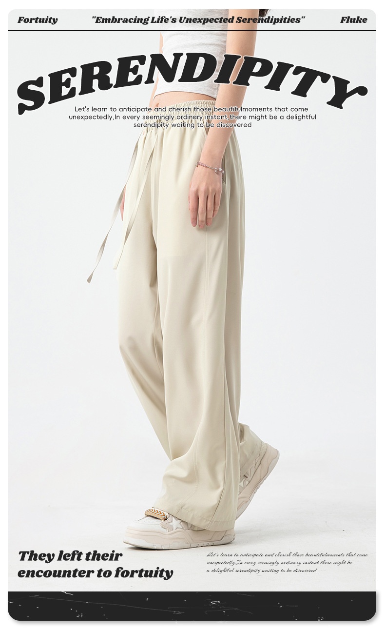 Women's Wide-leg Ice Silk Pants Casual Loose Solid Colour Trousers_voghion.com