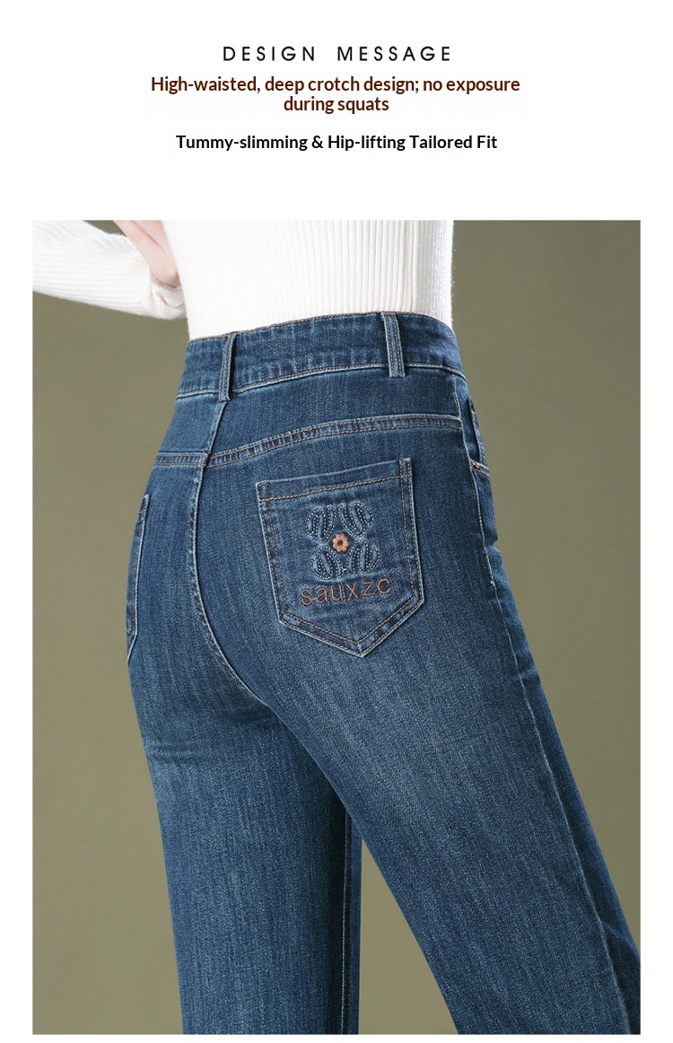 Dam mom jeans raka ben broderade vida och ledig passform_voghion.com