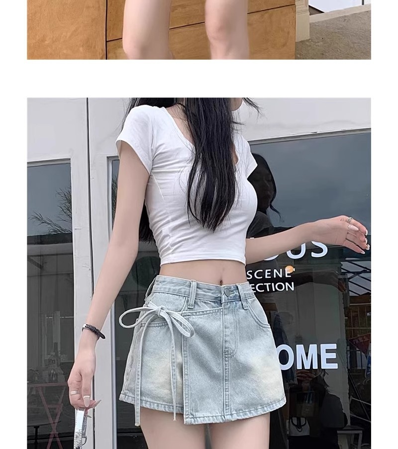 Dames denim shorts met hoge taille a-lijn rokstijl voor de zomer_voghion.com