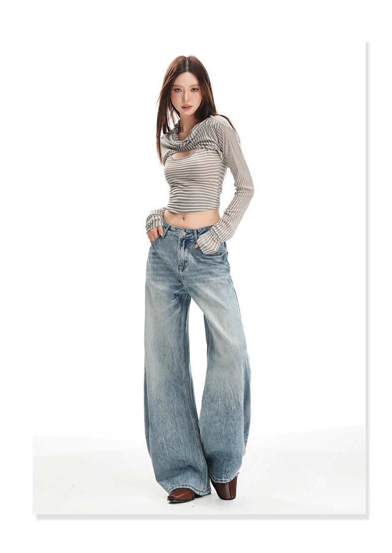 Damen Jeans In Hellblau Im Washed-look Für Große Frauen_voghion.com