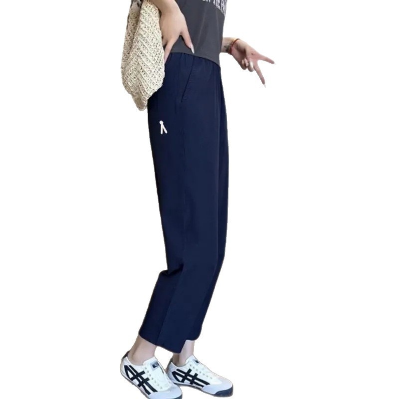 Sommer 2026: Neue, locker sitzende Haremshose für Damen mit Birnenfigur und großen Größen, figurformende, schnelltrocknende Sport- und Freizeithose aus Eisseide._voghion.com