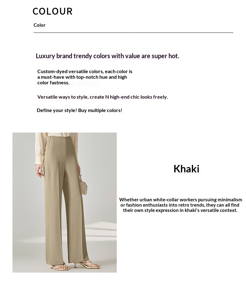 Women's Draped Flared Trousers High Waisted Casual Pants_voghion.com