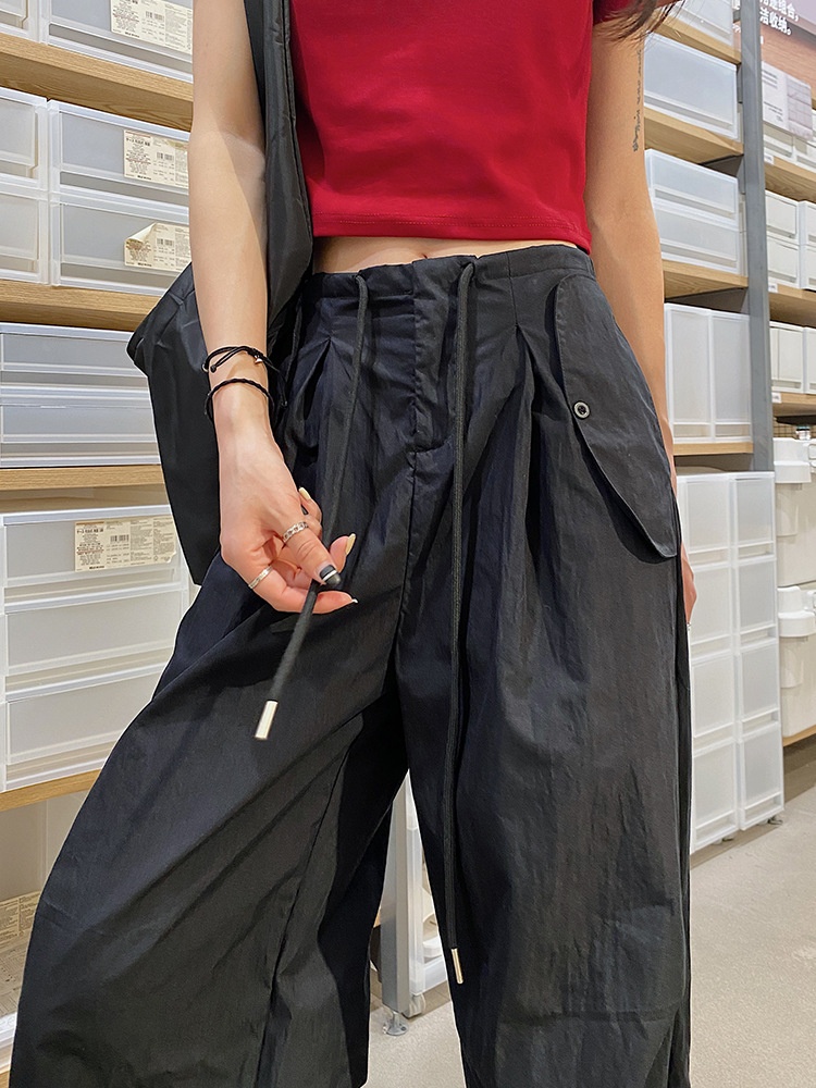 Schnelltrocknende Arbeitshose im amerikanischen Stil für Damen, Sommer 2025, dünn, hochgeschnitten, figurformend, lässig_voghion.com