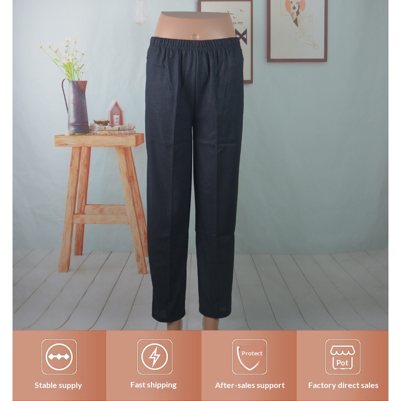 Oudere linnen broek voor vrouwen van middelbare leeftijd en ouderen, oma-stijl, elastische taille, korte broek zoals die van mama._voghion.com