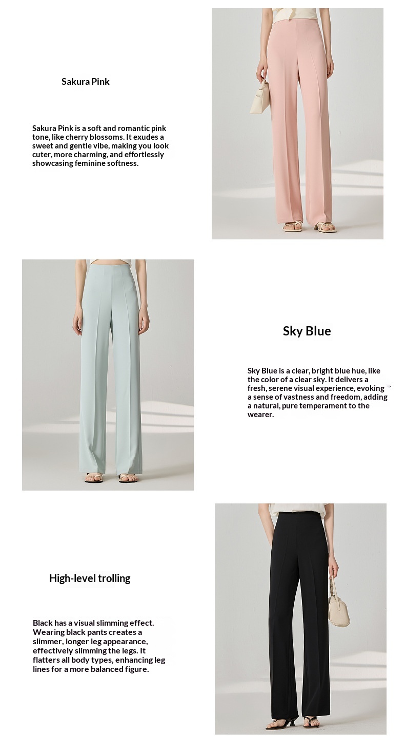 Women's Draped Flared Trousers High Waisted Casual Pants_voghion.com