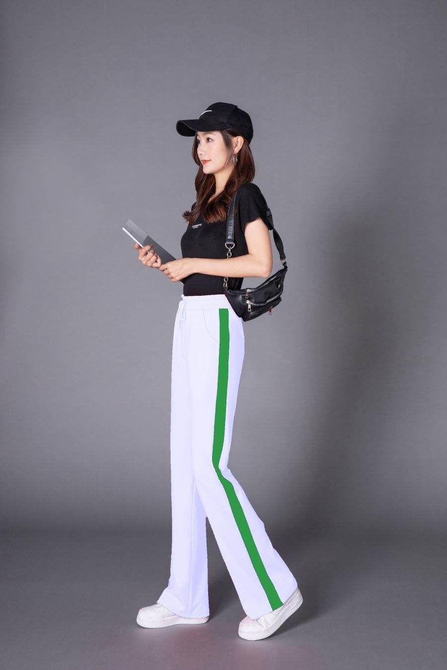 Women's Wide Leg Pants High-waisted Striped Casual Trousers_voghion.com