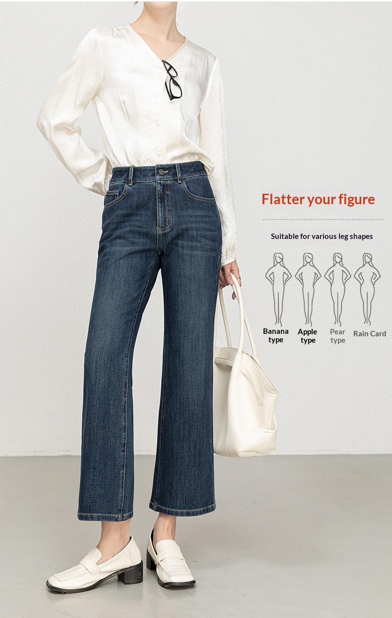 Women's Flared Jeans High-waisted Slim Fit Cropped Stretch Denim_voghion.com