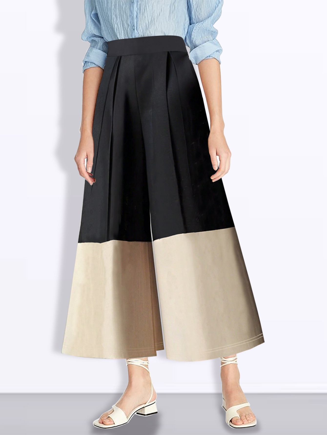 Women's High-waisted Loose Casual Patchwork Long Capris Pants_voghion.com