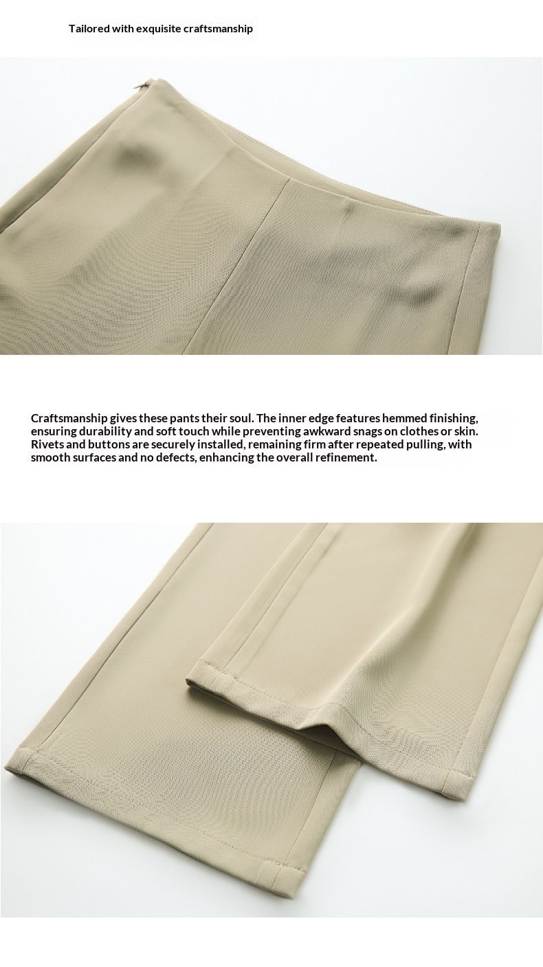 Women's Draped Flared Trousers High Waisted Casual Pants_voghion.com