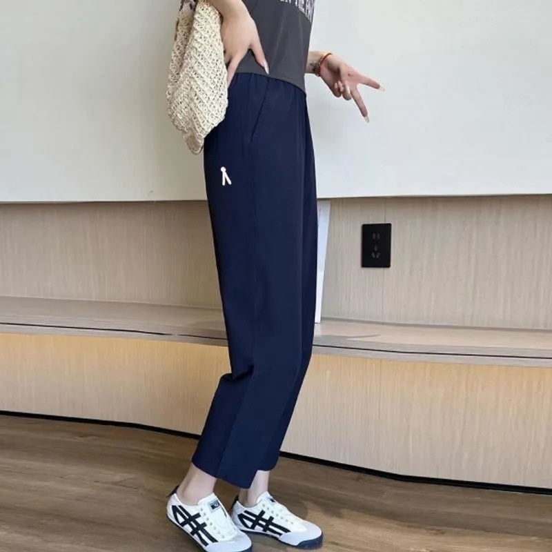 Sommer 2026: Neue, locker sitzende Haremshose für Damen mit Birnenfigur und großen Größen, figurformende, schnelltrocknende Sport- und Freizeithose aus Eisseide._voghion.com