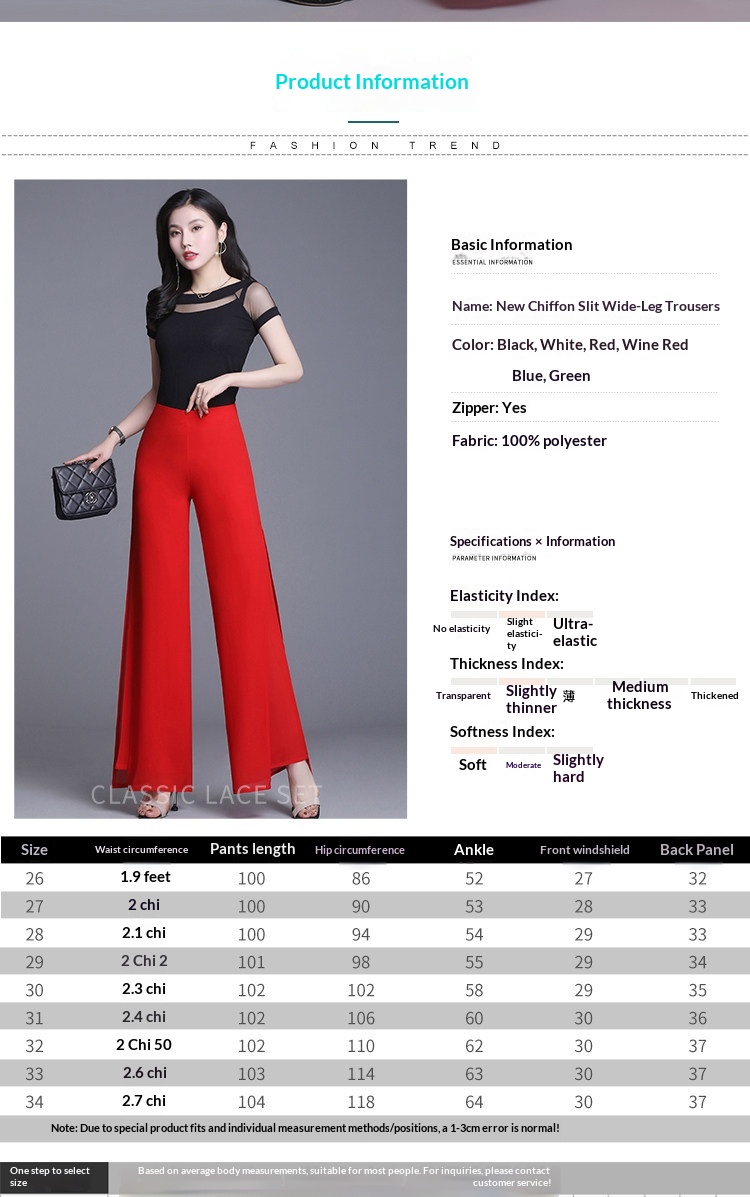 Damen Weithosen Aus Chiffon Mit Hohem Bund Und Schlitz Elegant_voghion.com