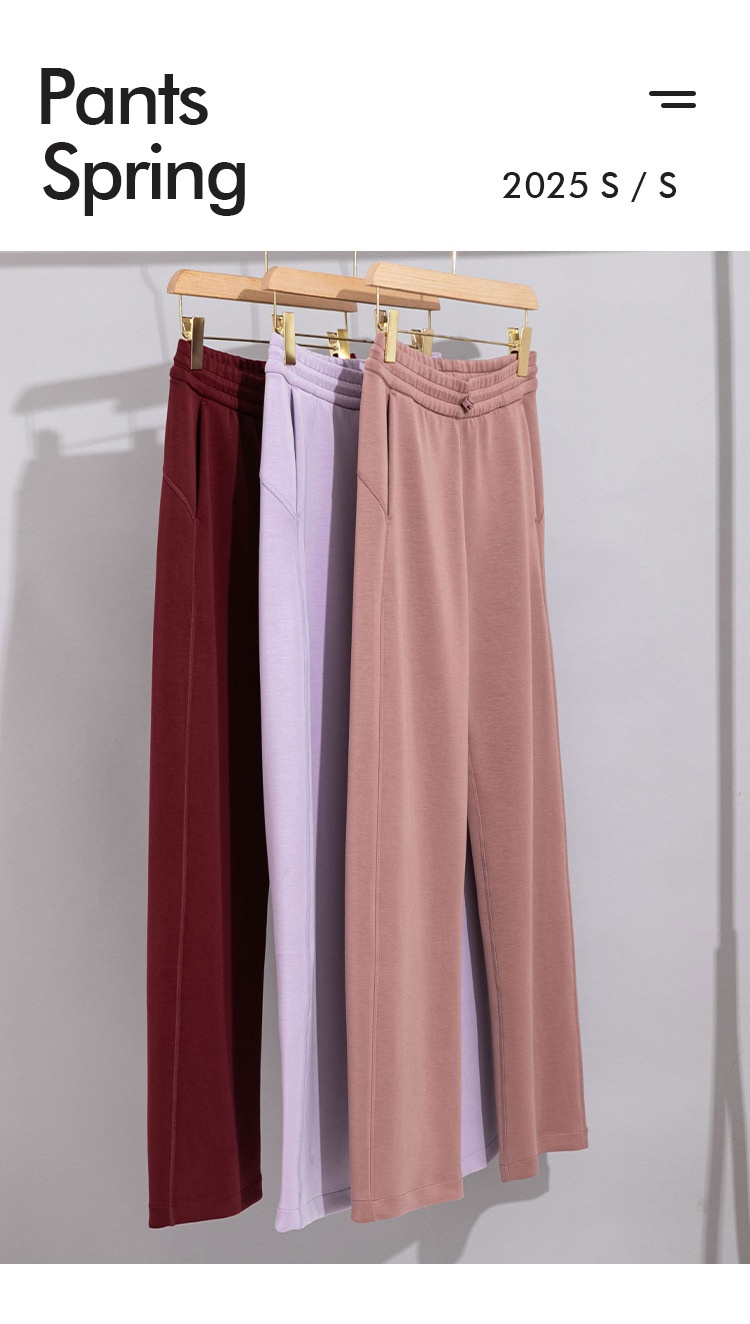 Wide Leg Women's Pants With Drawstring Elastic Waist Autumn_voghion.com