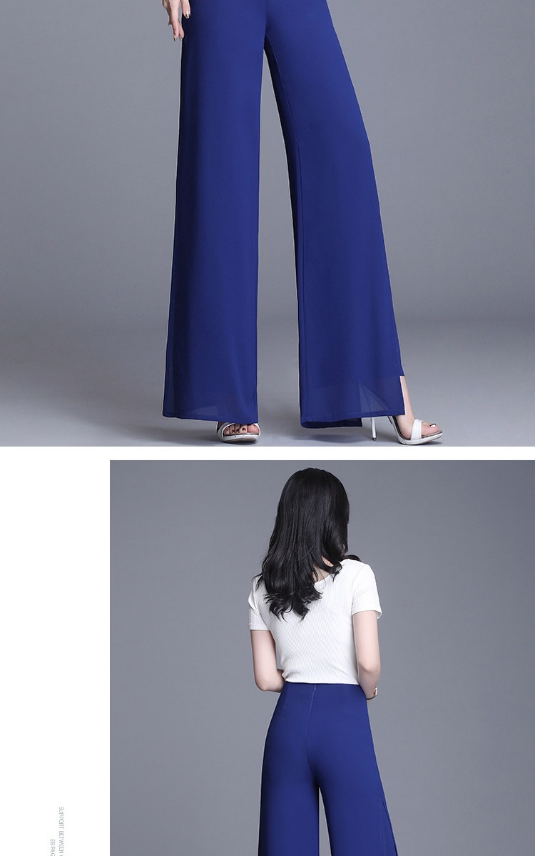 Damen Weithosen Aus Chiffon Mit Hohem Bund Und Schlitz Elegant_voghion.com
