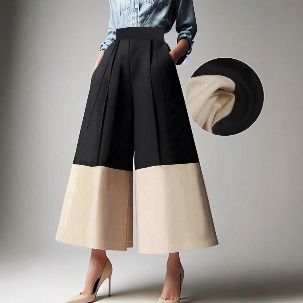 Cross-border European And American Women's Fashion Casual Patchwork High-waisted Slimming Loose Long Pants_voghion.com