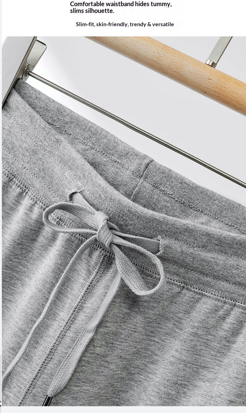 Dames jogger broek met hoge taille van wit katoen voor casual_voghion.com