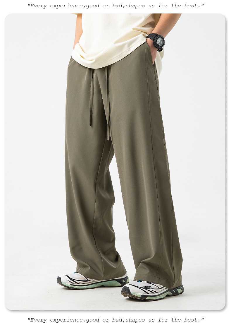 Women's Wide-leg Ice Silk Pants Casual Loose Solid Colour Trousers_voghion.com