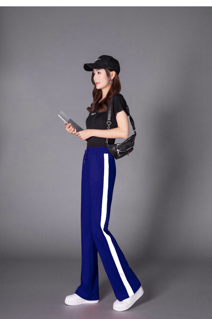 Women's Wide Leg Pants High-waisted Striped Casual Trousers_voghion.com