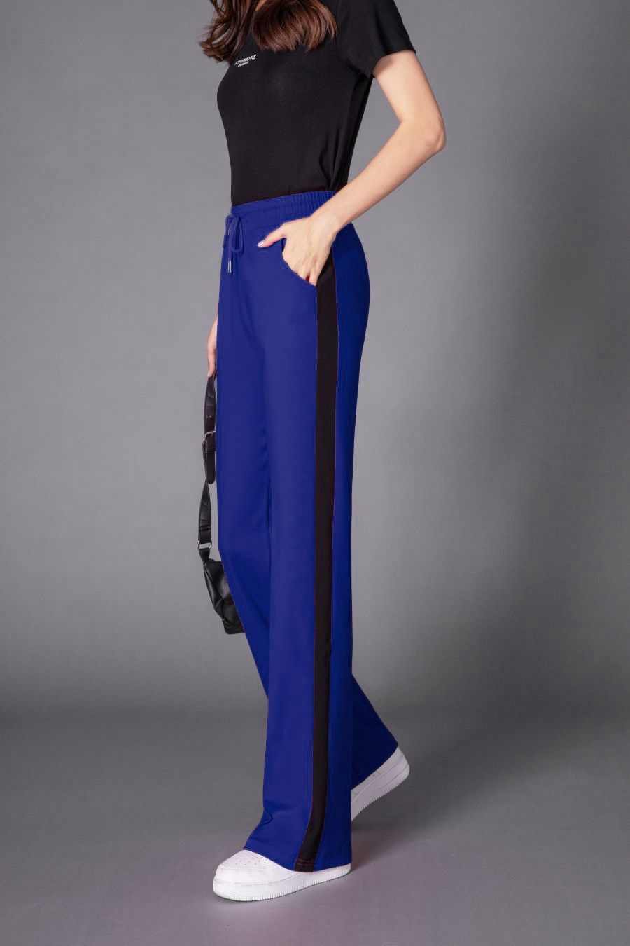 Women's Wide Leg Pants High-waisted Striped Casual Trousers_voghion.com