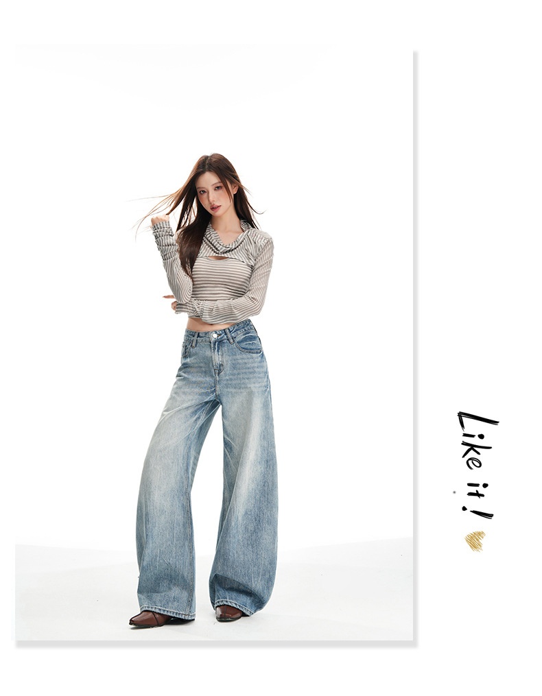 Damen Jeans In Hellblau Im Washed-look Für Große Frauen_voghion.com