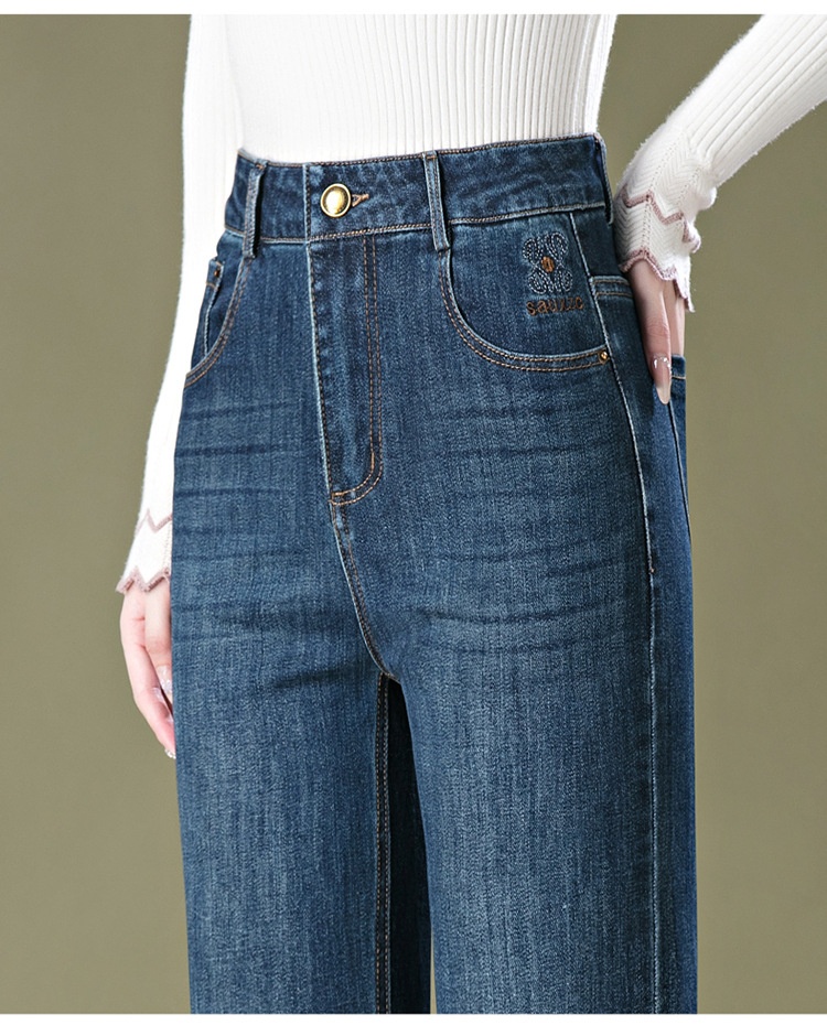 Dam mom jeans raka ben broderade vida och ledig passform_voghion.com