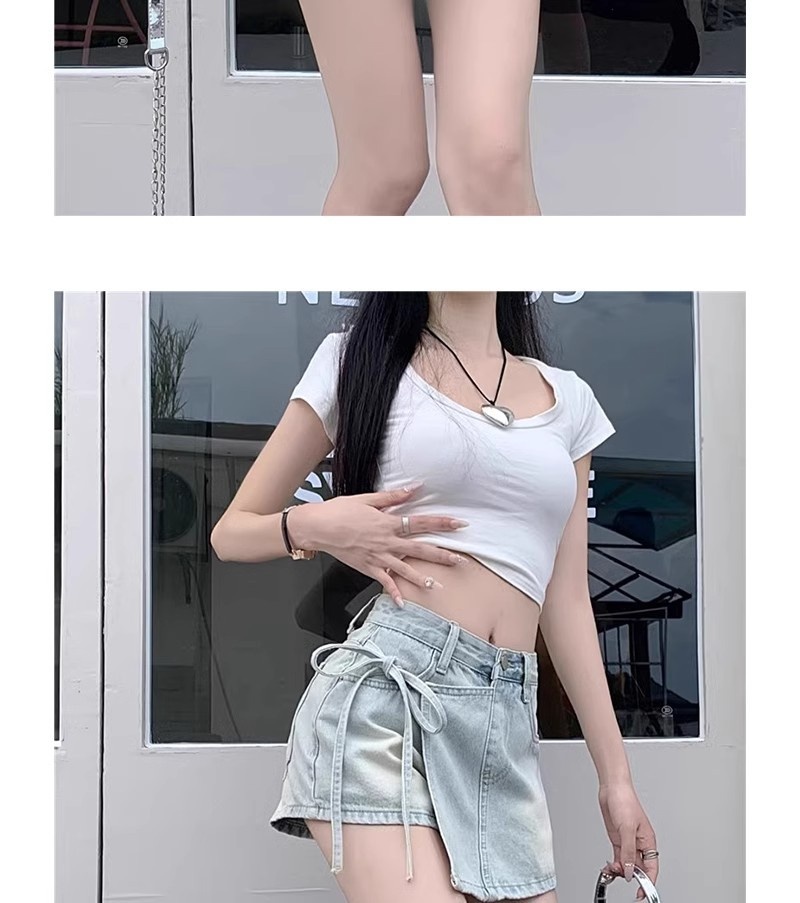 Dames denim shorts met hoge taille a-lijn rokstijl voor de zomer_voghion.com