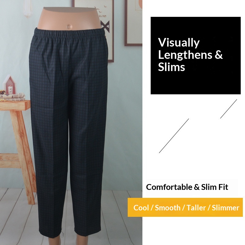 Oudere linnen broek voor vrouwen van middelbare leeftijd en ouderen, oma-stijl, elastische taille, korte broek zoals die van mama._voghion.com